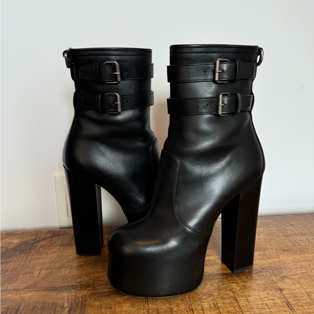 Saint Laurent Leather Platform Boots